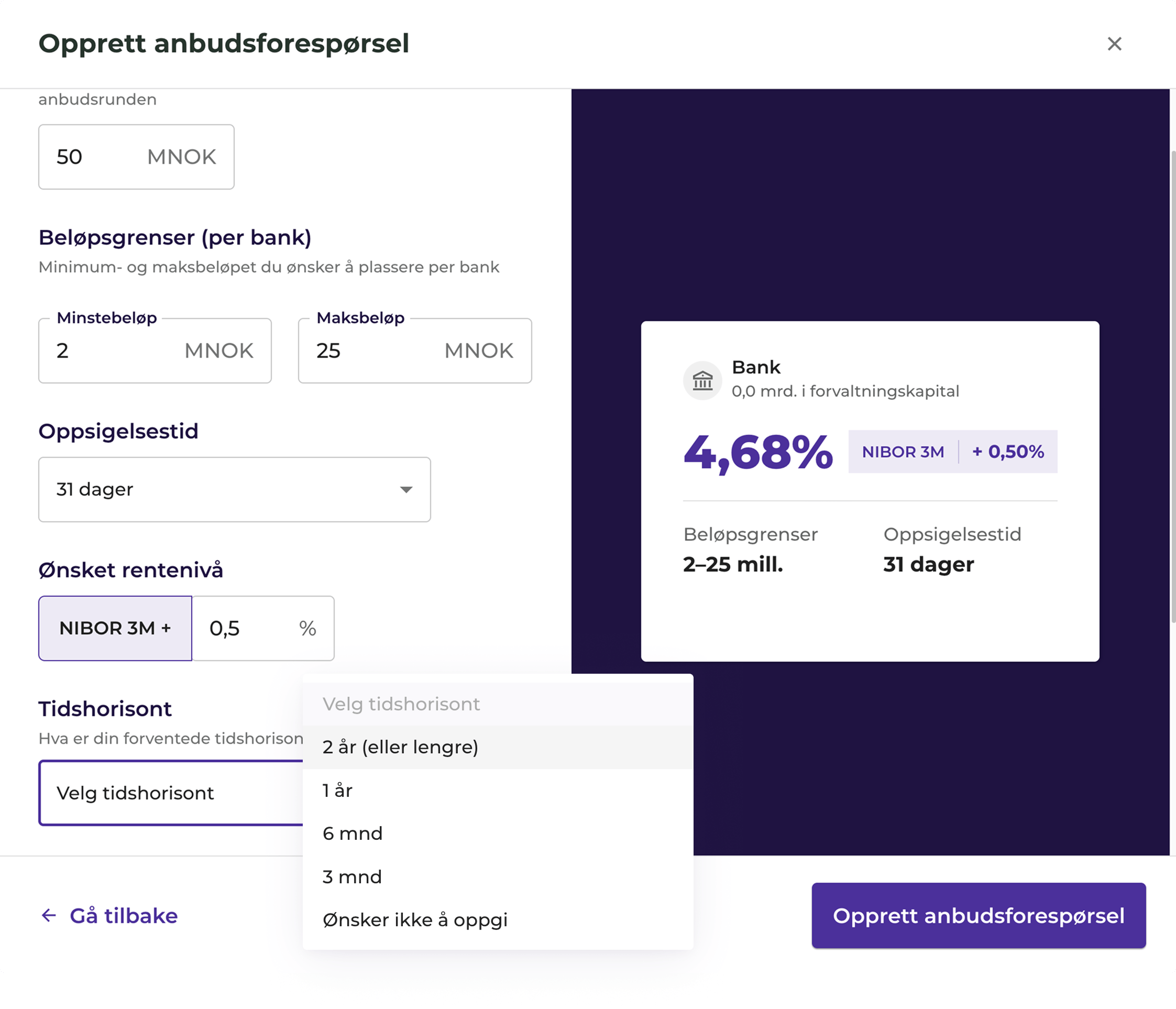 opprett anbudsforesporsel 1