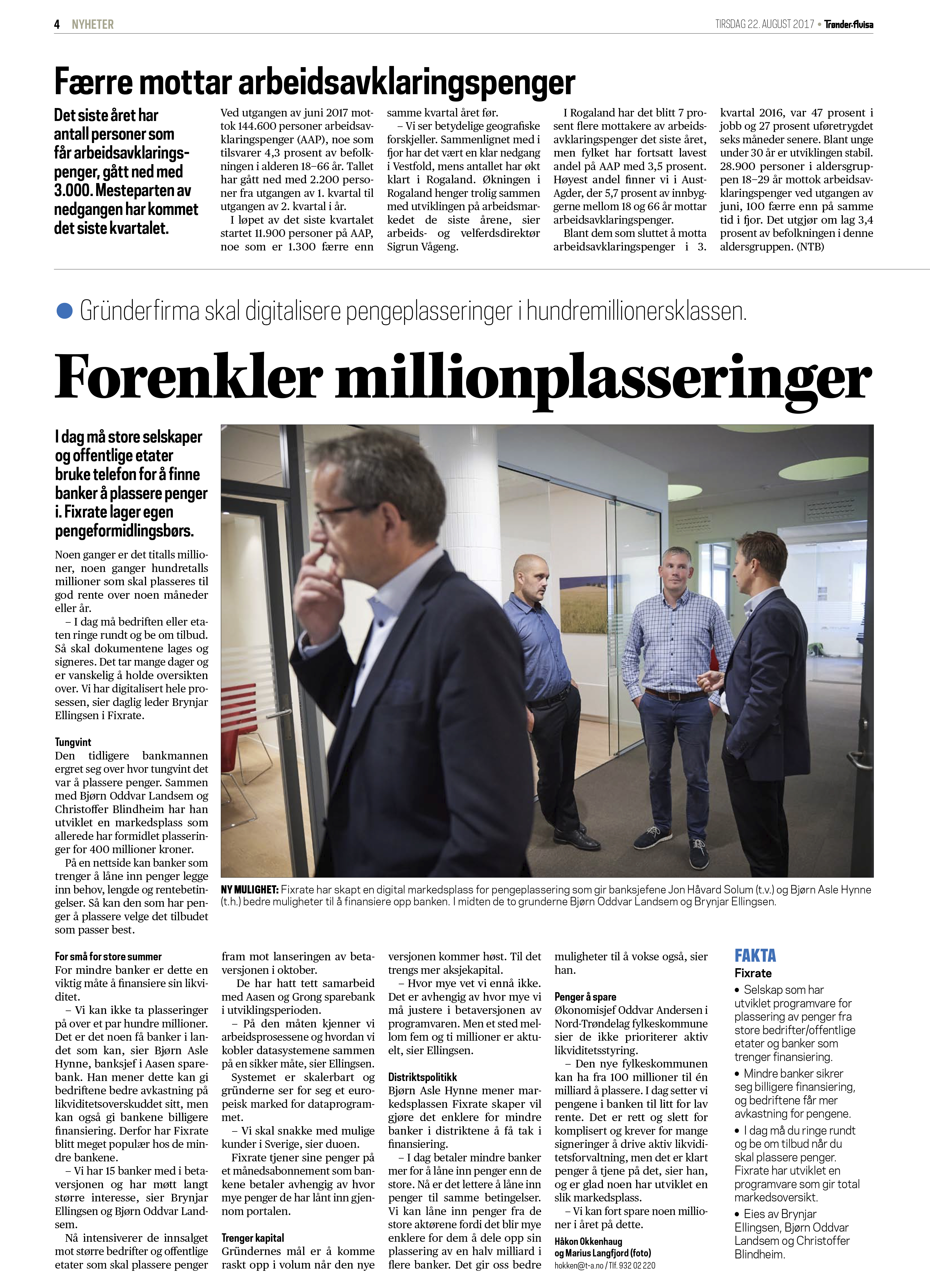 Trønderavisa 22.08.2017: 