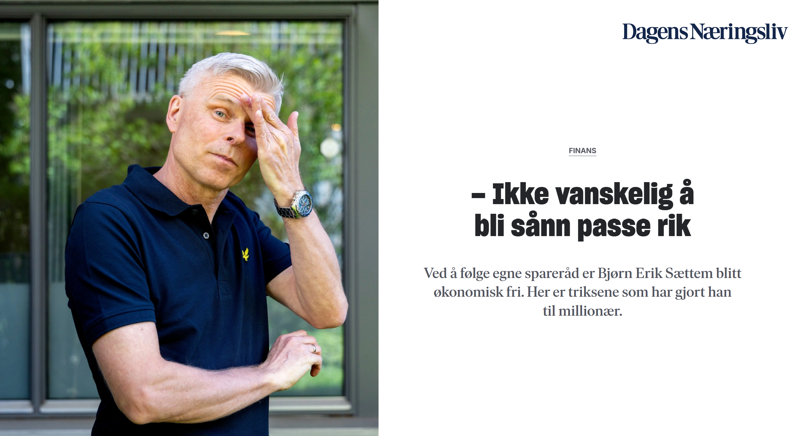 Profilintervju med Bjørn Erik i DN